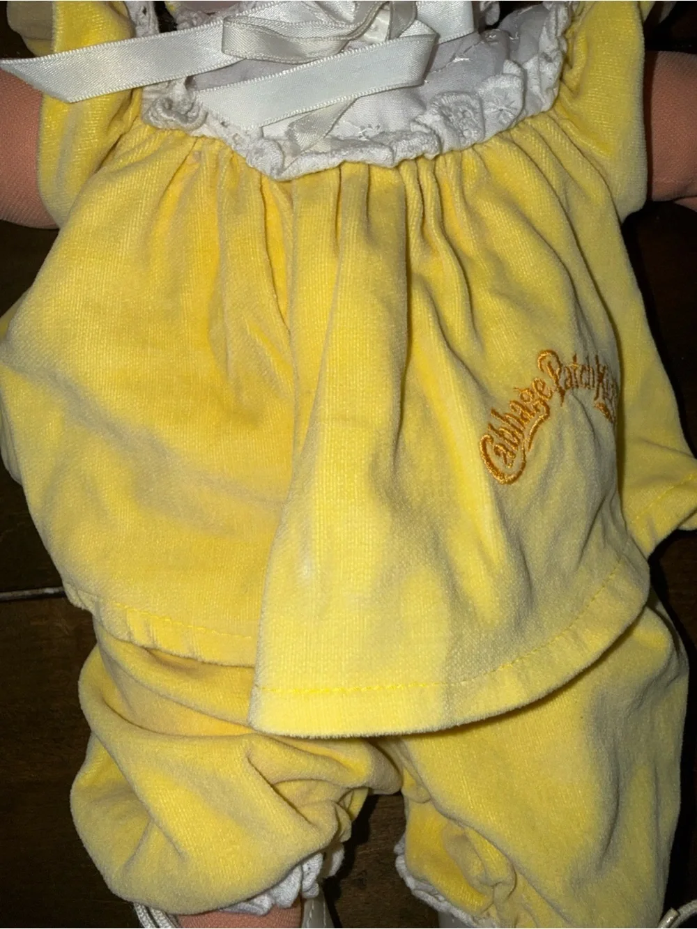 Vintage 1984 Coleco Cabbage Patch Kid Doll - Bald Blue Eyes P Factory Yellow Vel